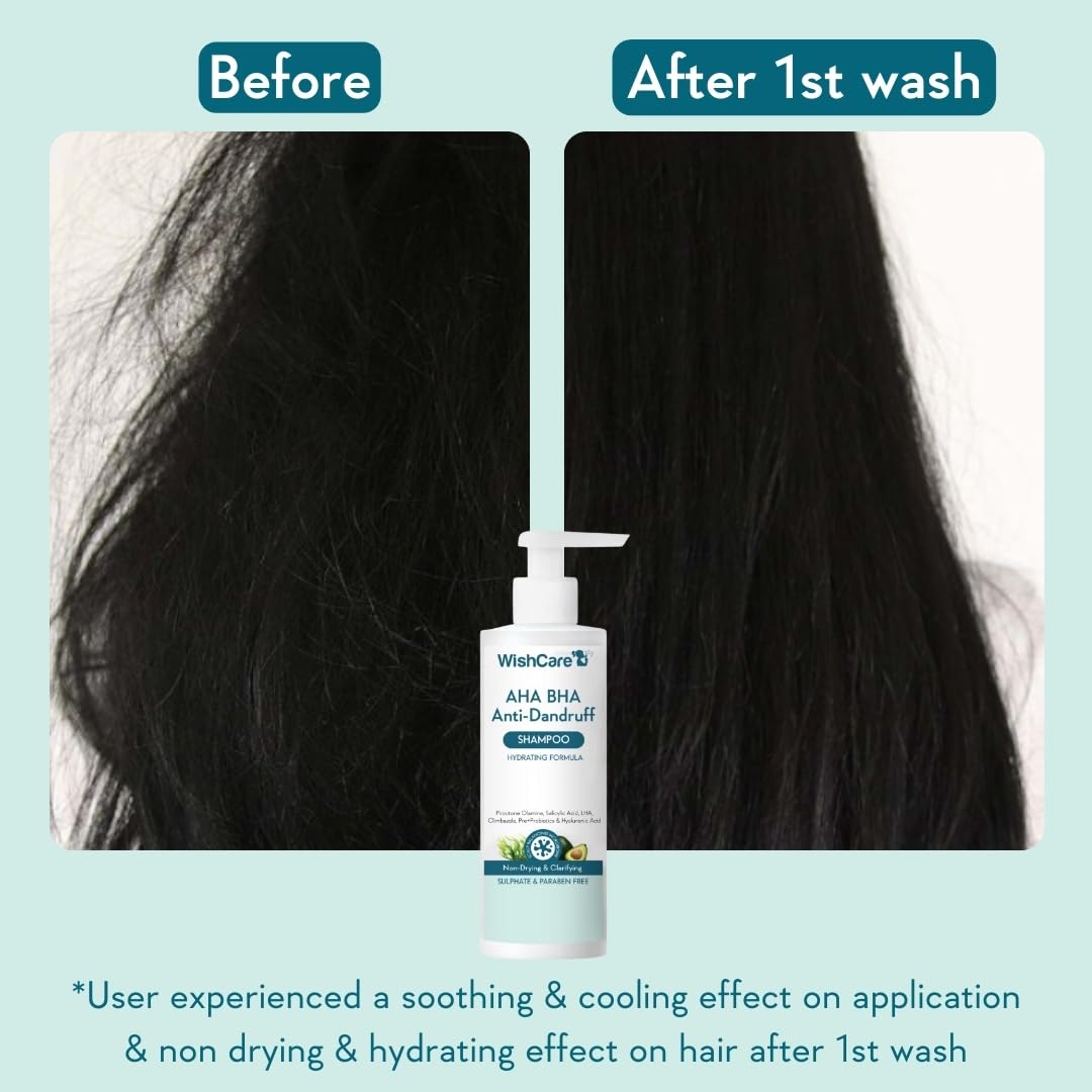 WishCare Hydrating AHA BHA Anti Dandruff Shampoo, 250 ml