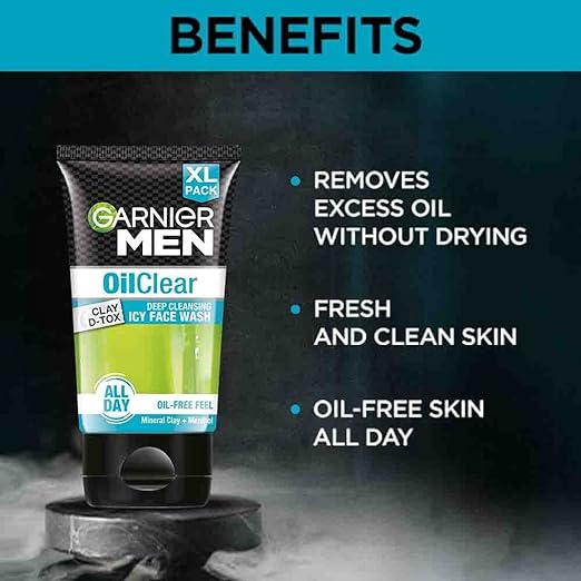 Garnier Oil Clear Facewash - Oil Control Deep Cleansing Facewash For Men, 150gm (Pack of 2)