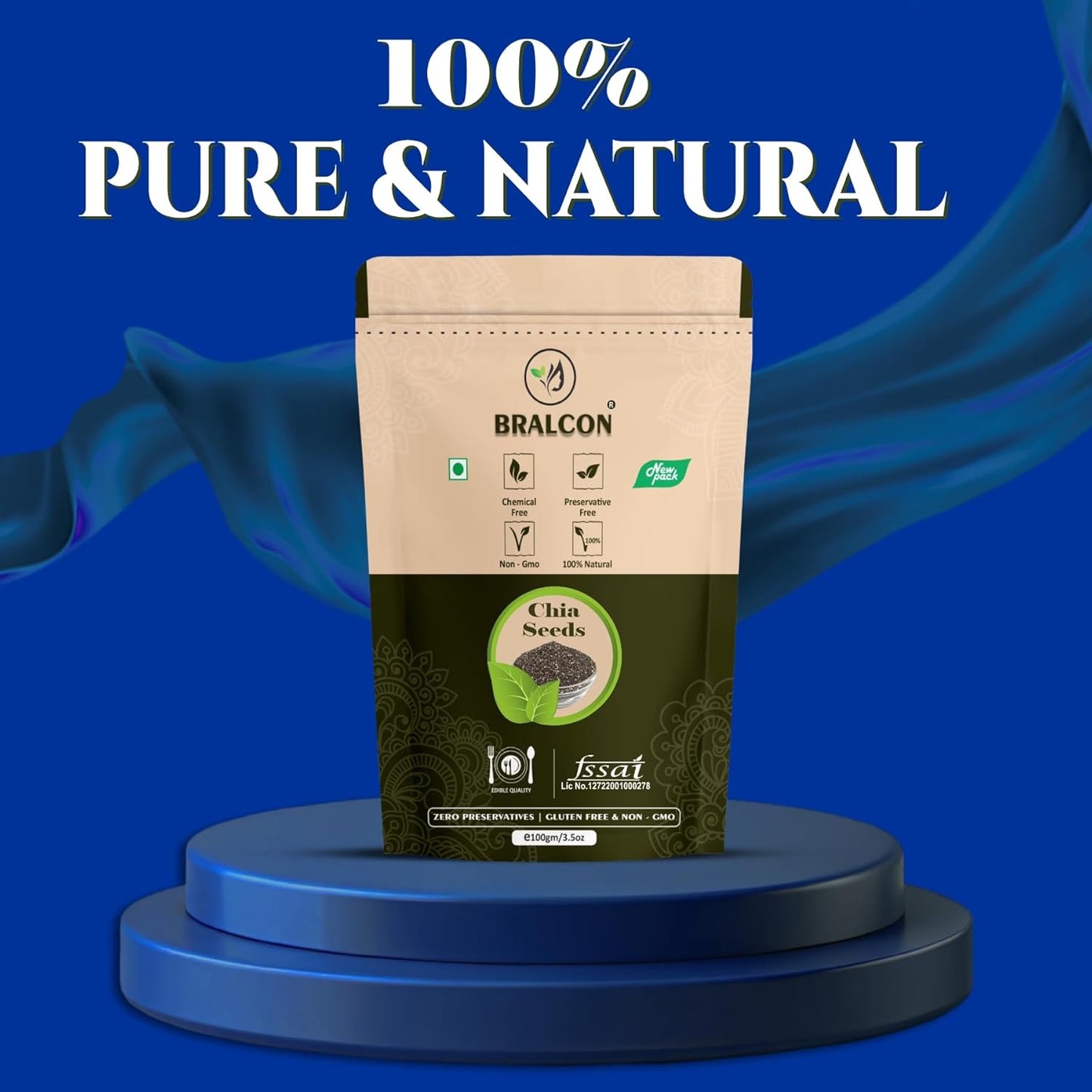 Bralcon Raw Organic Seeds Combo (Flax Seeds -100 gm, Chia Seeds -100 gm)