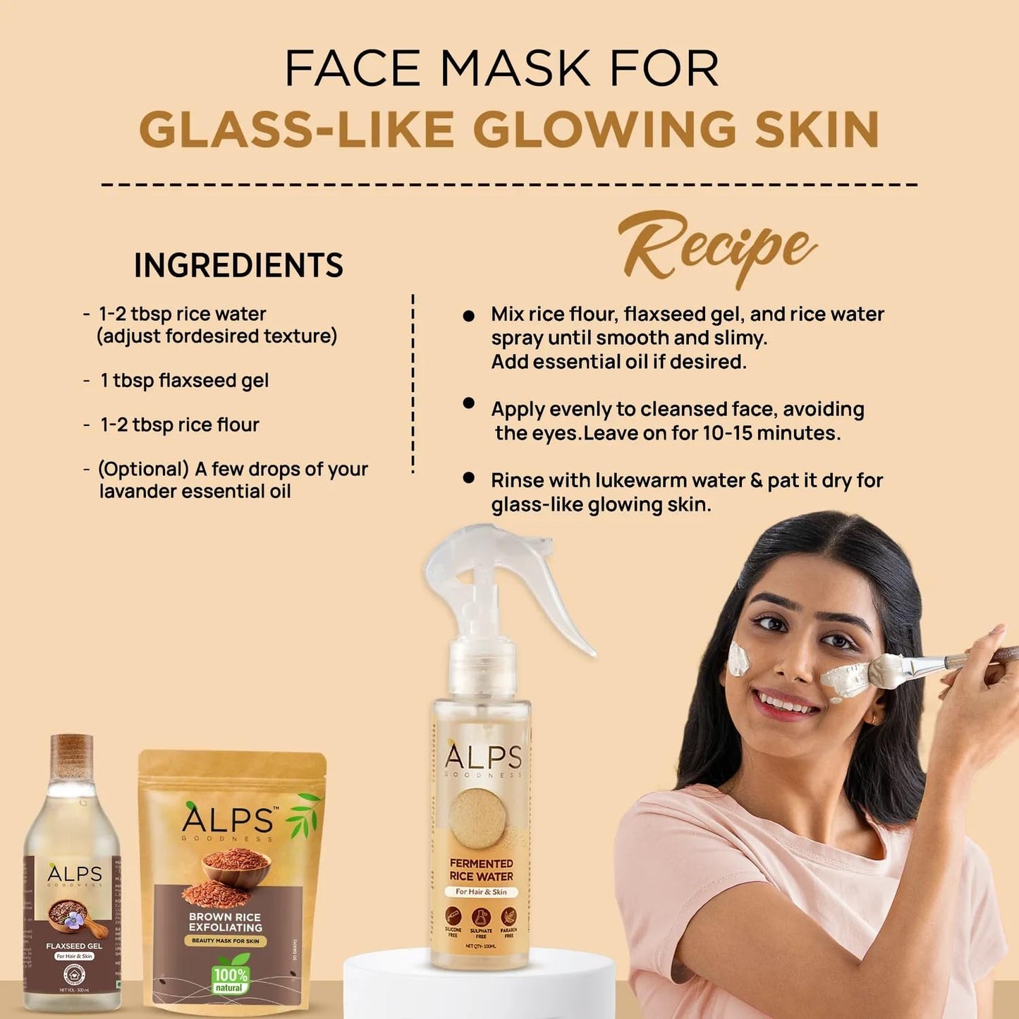 ALPS GOODNESS Fermented Rice Water | Spray for Hair and Skin, Glass Skin and Shiny Hair | Replenishes Keratin (100ml)