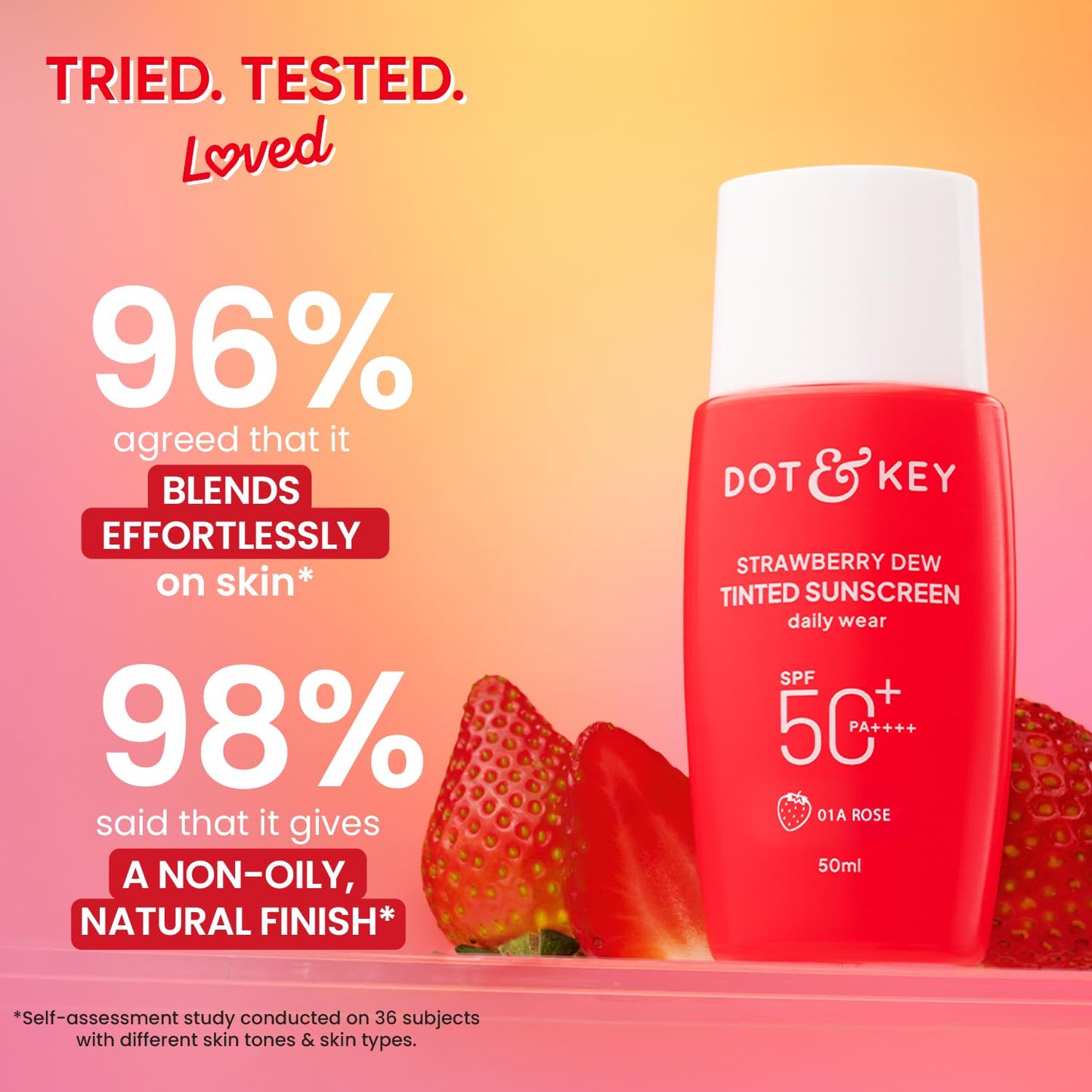 Dot & Key Strawberry Dew Tinted Sunscreen SPF 50+ Pa++++ - 00 Peony, 50 ml