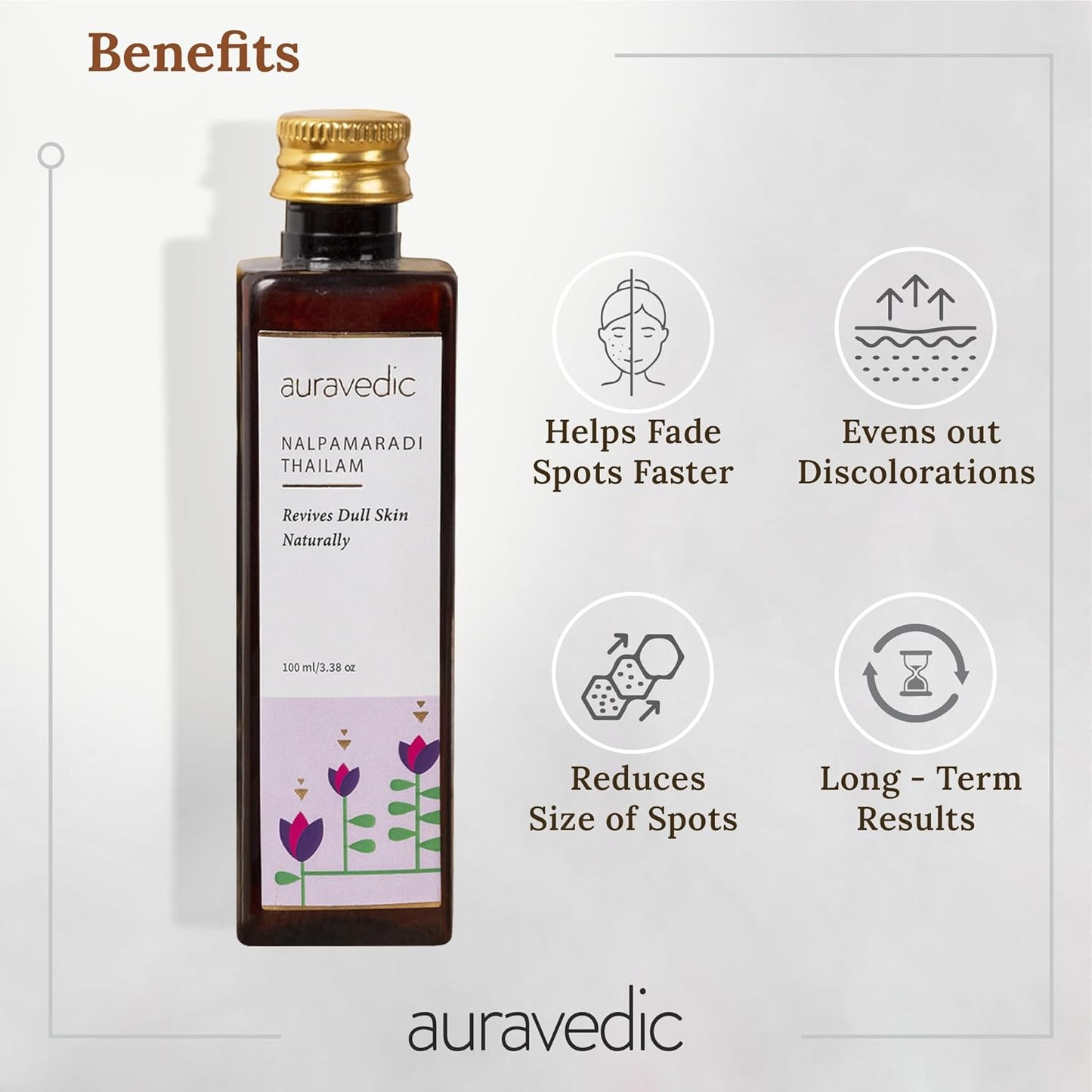 Auravedic Nalpamaradi Thailam for Face Body oil after bath for daily use 100 ml Nalpamaradi oil for Skin Brightening Pigmentation DeTan For Men Women