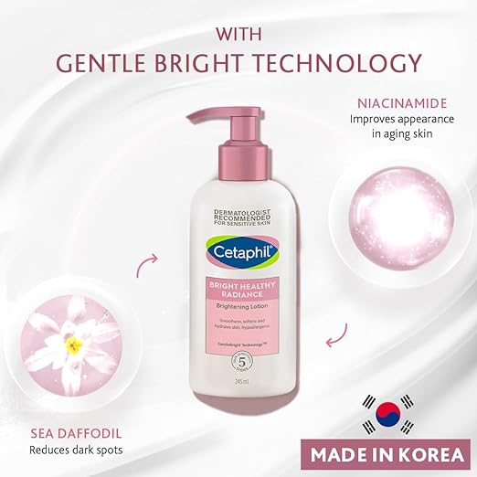 Cetaphil Bright Healthy Radiance Brightness Lotion 245ml ,Niacinamide & Sea Daffodil , Dark Spot Reduction , Even Skin Tone