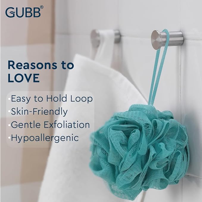 GUBB Luxe Bath Sponge Round Loofah For Women & Men, Bathing Scrubber For Body - Coral & Lilac