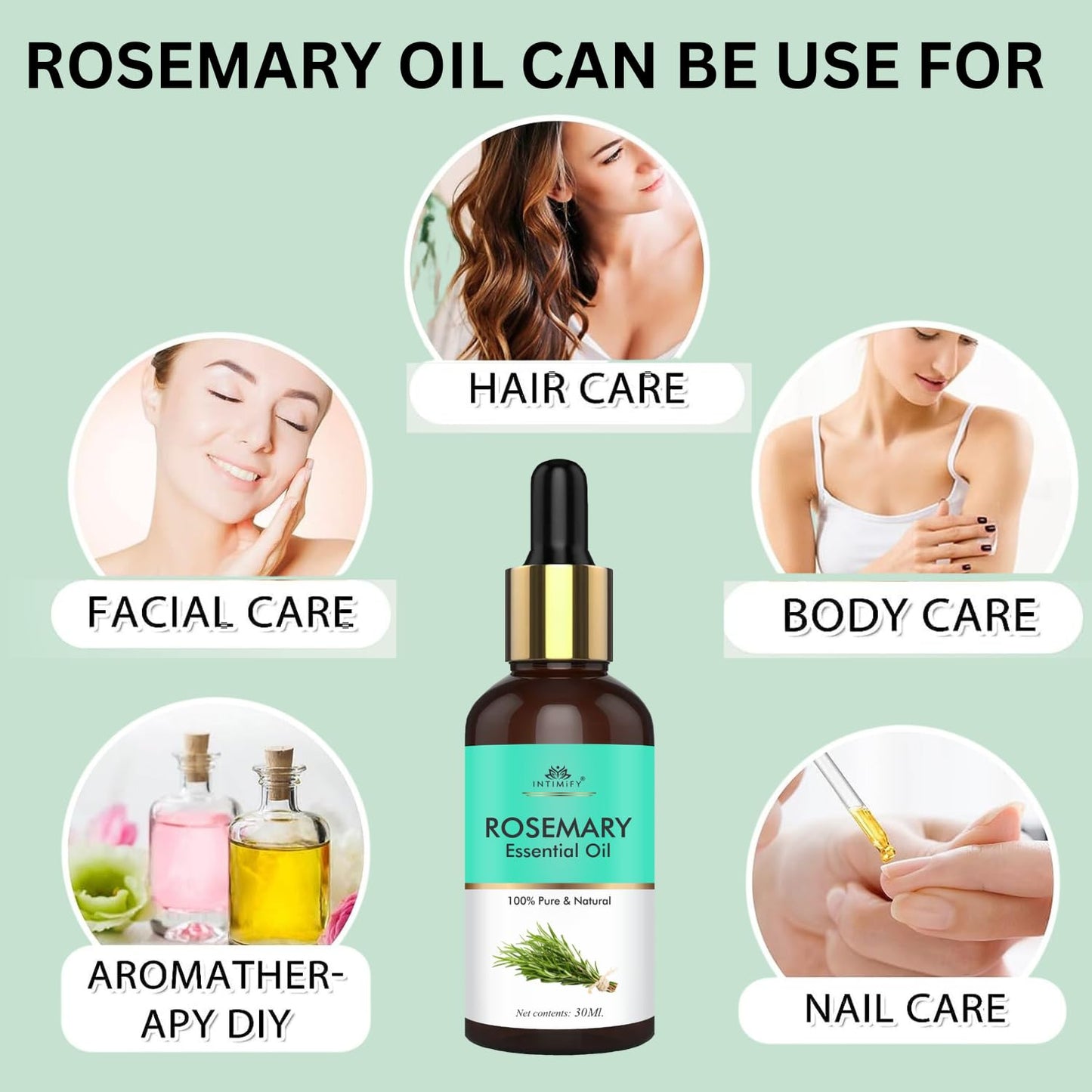 INTIMIFY Rosemary Essential Oil For Hair Growth, 30 ml