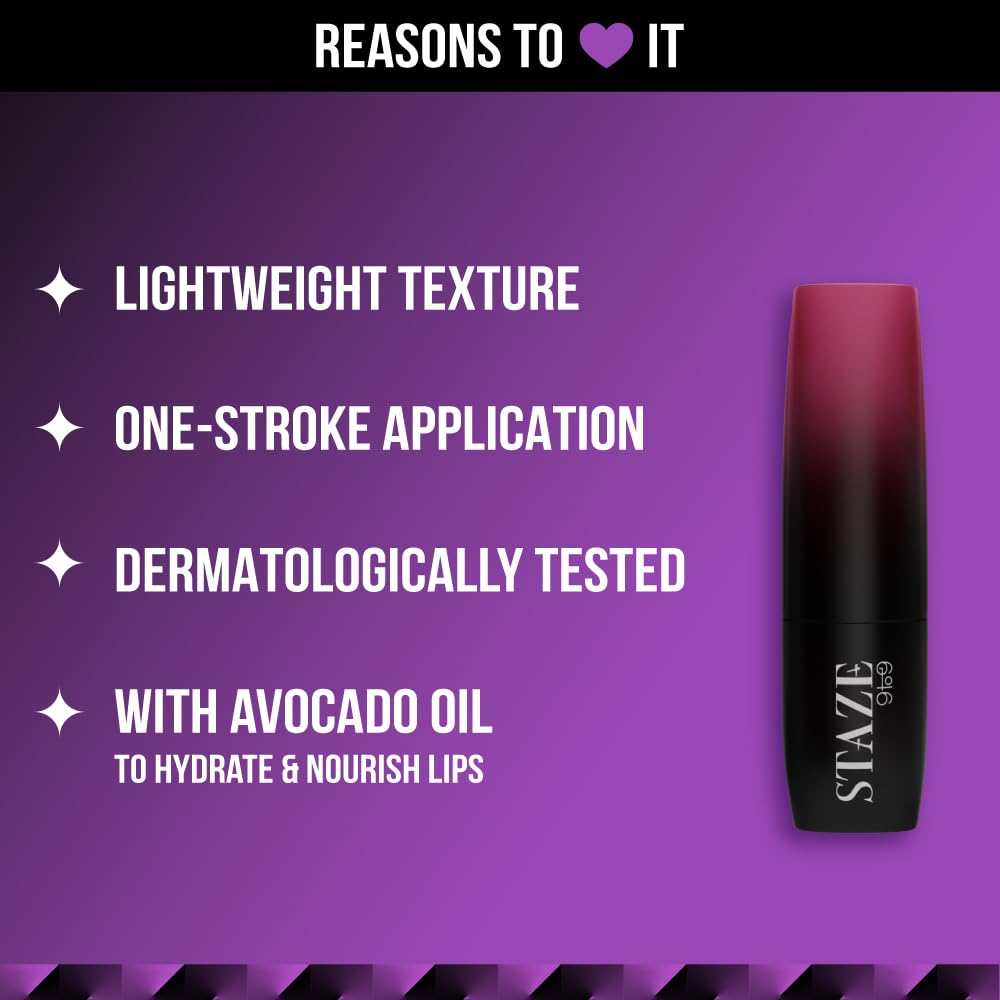 Staze 9to9 3 in 1 Lipstick | 3 Unique Shades in 1 | 12 HRS Long Lasting, Transferproof | Non-drying Formula with Intense Color Payoff | 04 Nude Orchid | 3.8 g