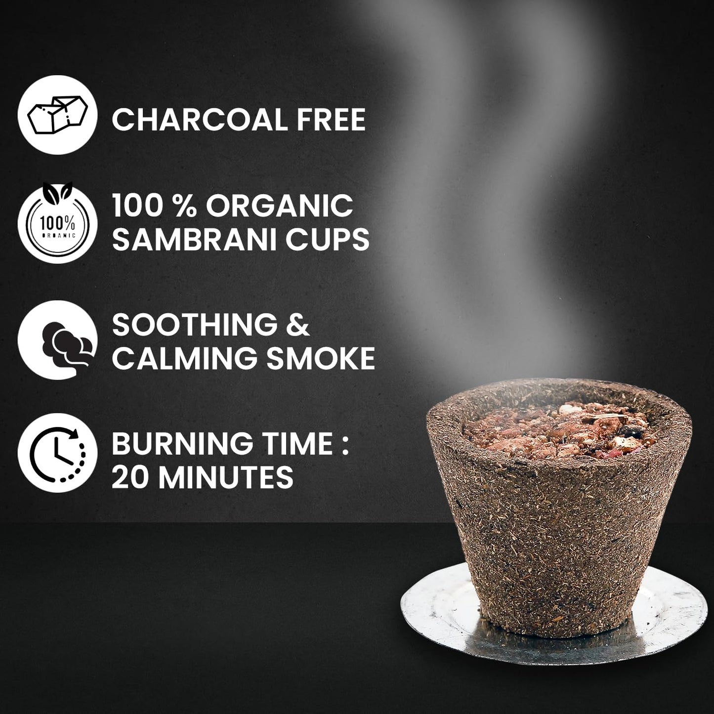 Gavyamart Organic Cow Dung Havan Sambrani Cups | 15 Cups for Home Dhoop Cup