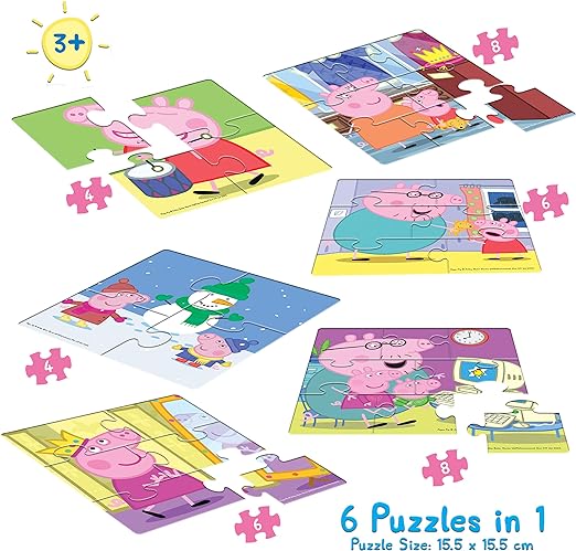 Frank Peppa Pig 6 In 1 Puzzle for 3 Year Old Kids And Above