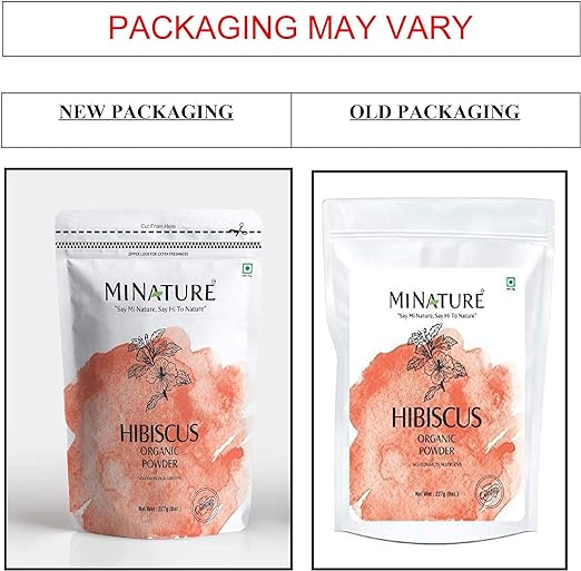 Mi Nature Hibiscus Powder Natural And Organic For Hair, Skin And Women's Health / (227g / (1/2 Lb) / 8 Ounces) - Resealable Zip Lock Pouch