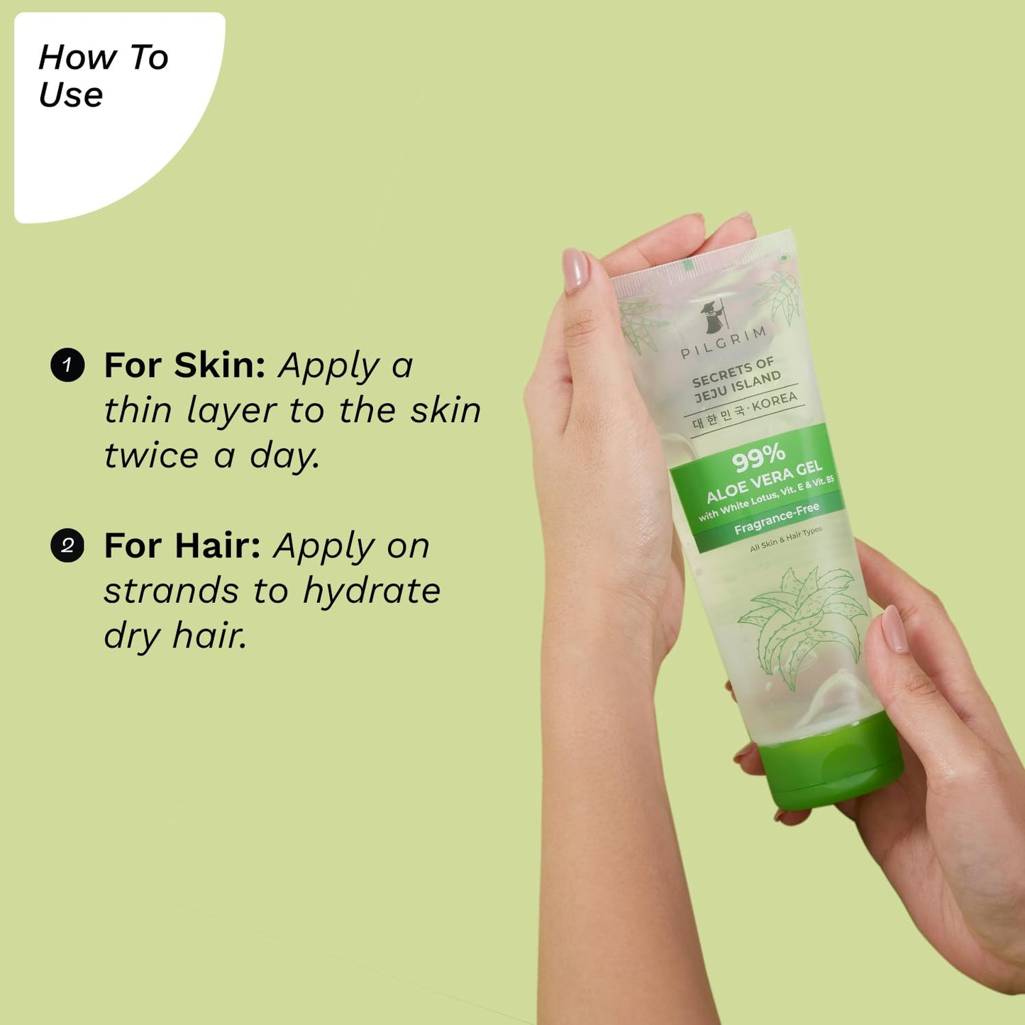 Pilgrim Korean 99% Pure Aloe Vera Gel with Vitamin E & Vitamin B5 for Face & Hair, 200 ml