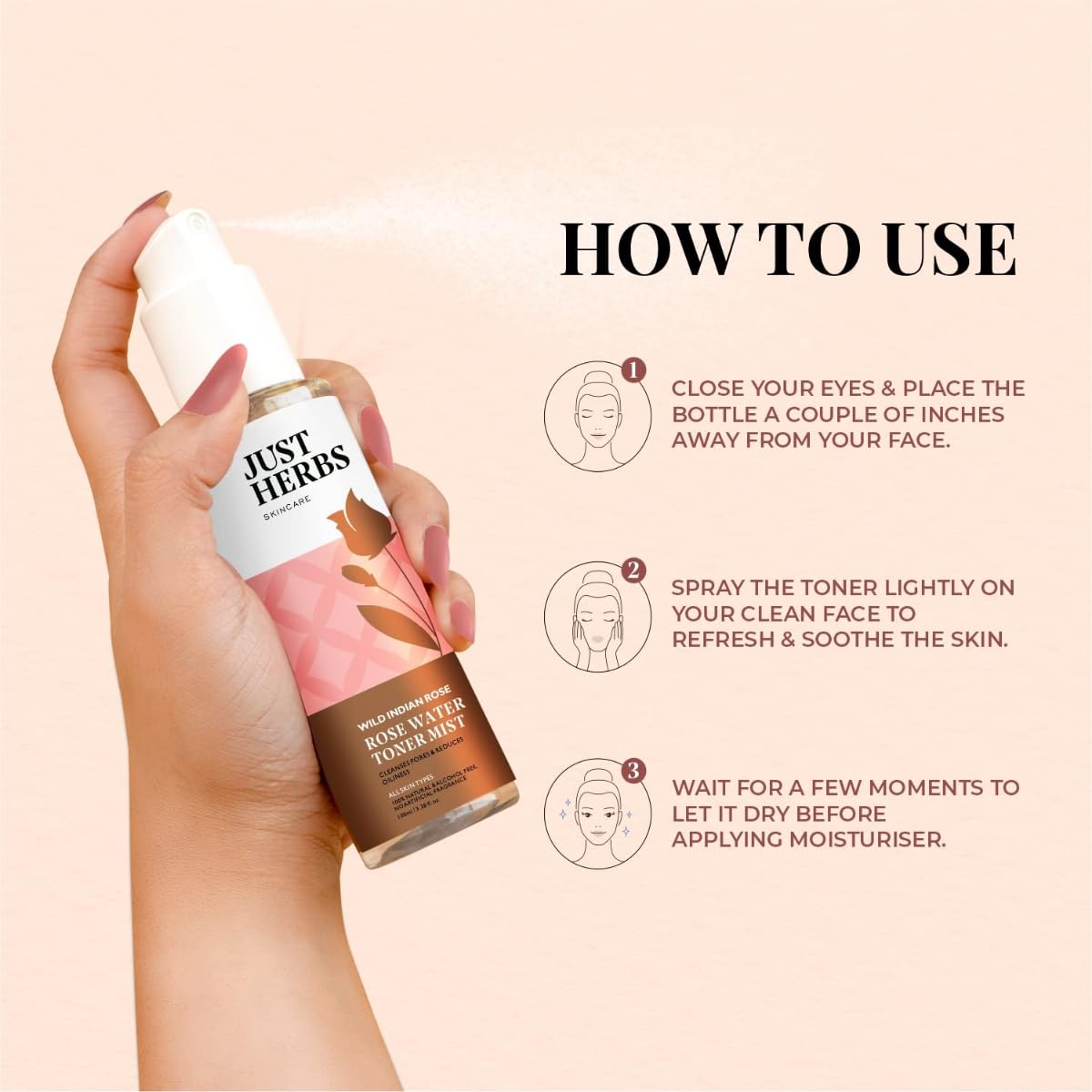 Just Herbs Ayurvedic Gulab Jal/Rose Water Spray Facial Mist Toner 100 ml
