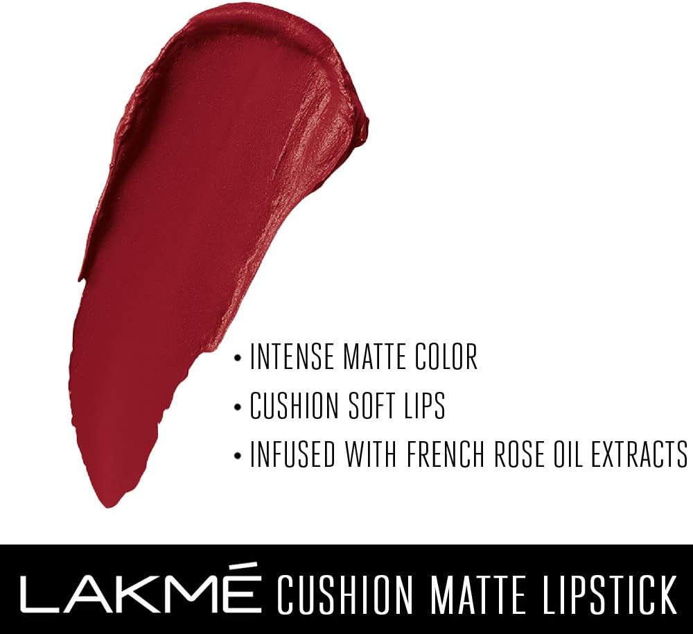 Lakme CUShion Matte Lipstick, Red Wine, 4.5 gm, Multi