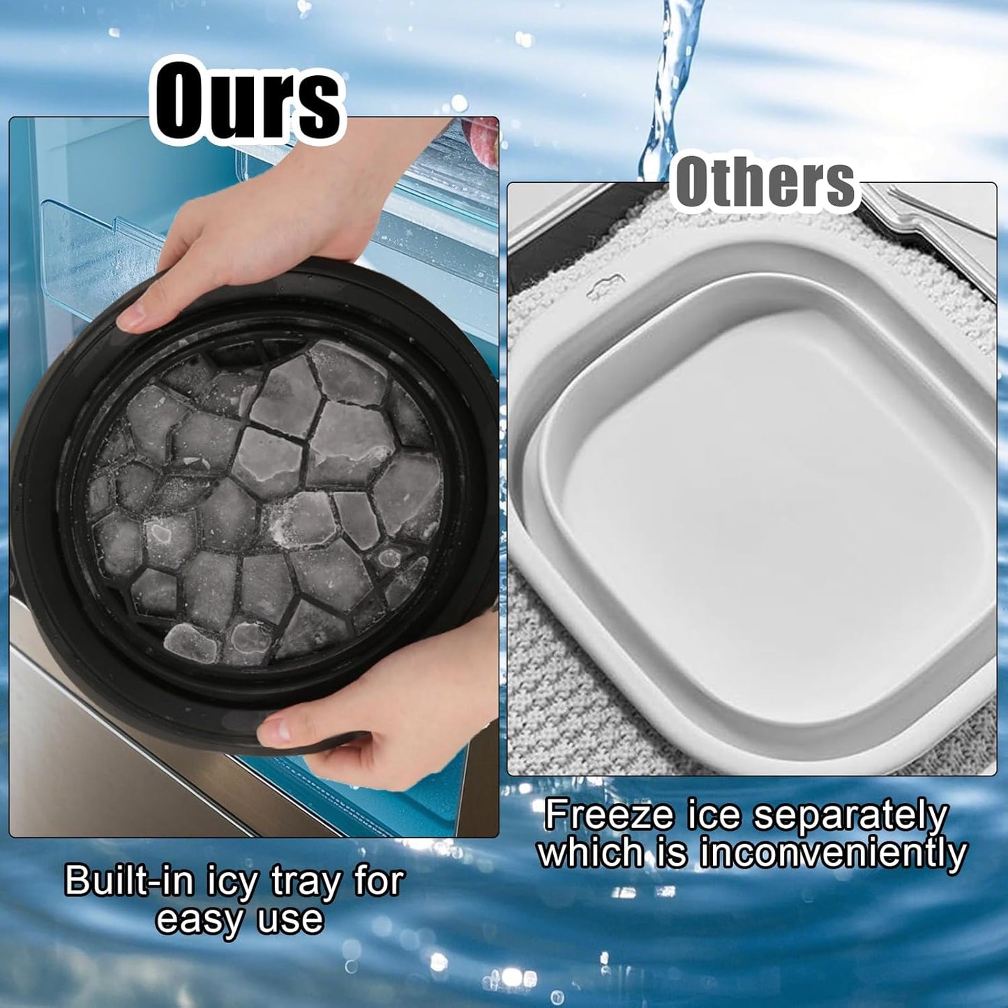 Silicone Face Bowl for Ice with Built-In Icetray, Collapsible Face Tub for Ice Bath