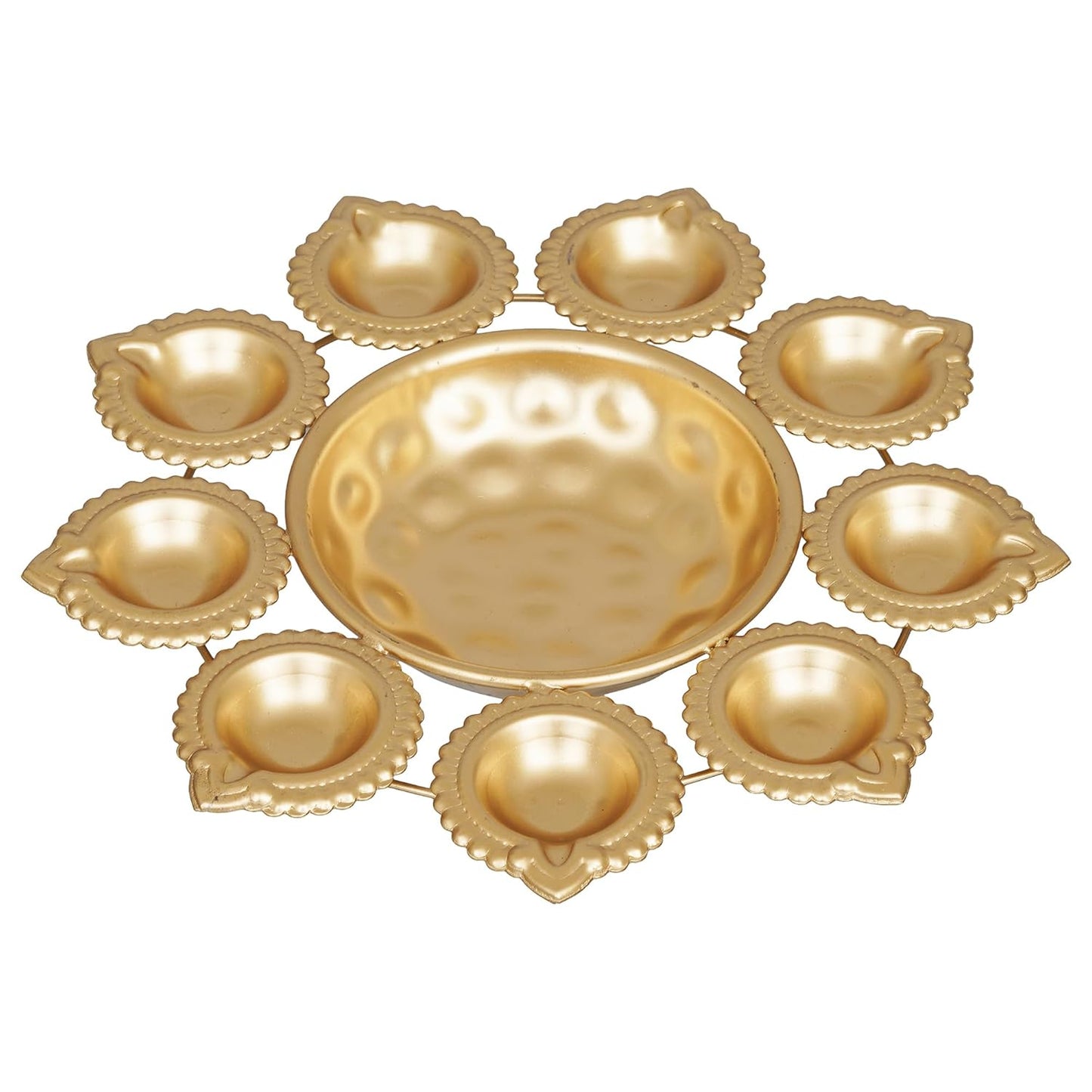 Webelkart Diya Shape Flower Decorative Urli Bowl for Home Decor Bowl for Floating Flowers and Tea Light Candles Home,Office and Table Decor| Diwali Decoration Items (Gold Polish)