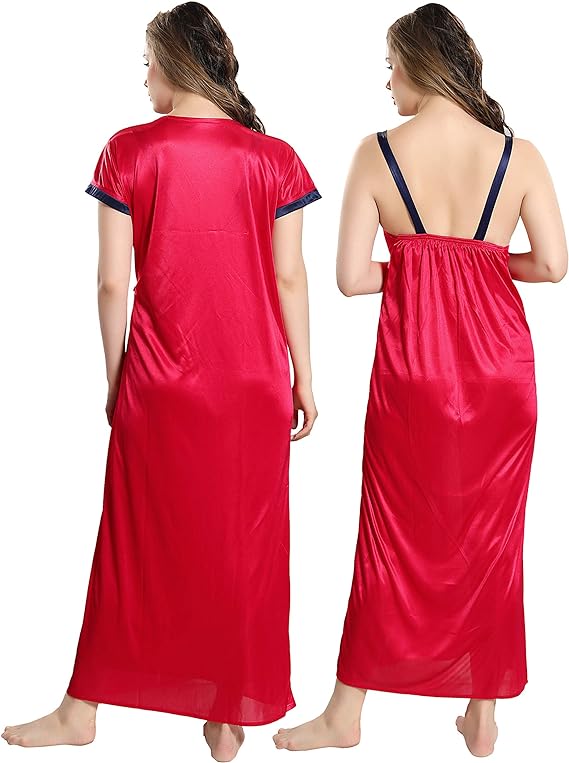 AV2 Women's Satin Solid Maxi Nighty