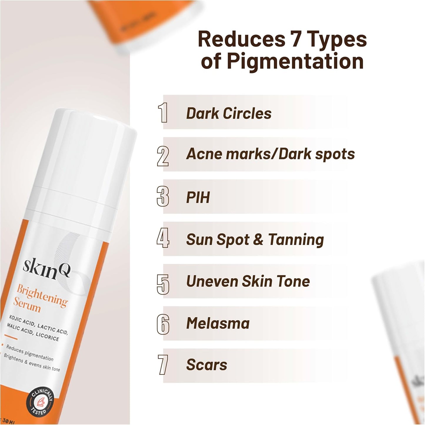 SkinQ Brightening Serum, Licorice & Lactic Acid, Face Elixir for Tan, Pigmentation & Dark Spots, 30 ml