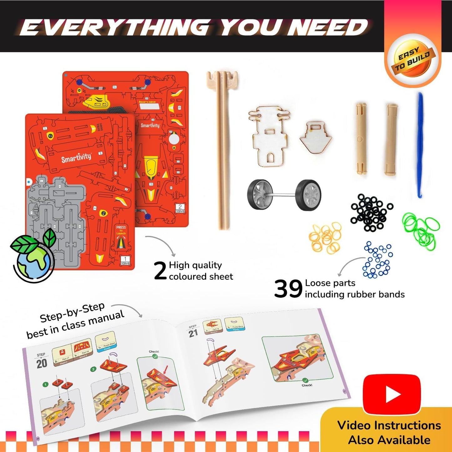 Smartivity DIY Speed CAR Toy for Kids Ages 6-12 | F1- Racing Car with Launcher