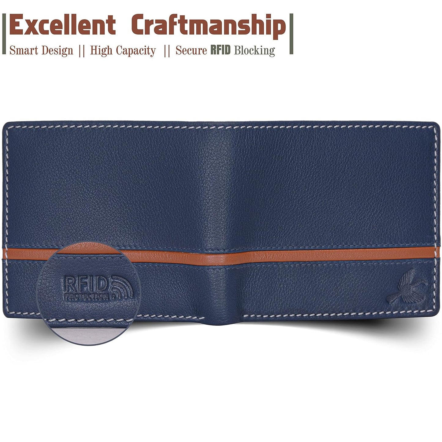 HORNBULL Denial Navy Leather Wallet for Men | Leather Mens Wallet with RFID Blocking