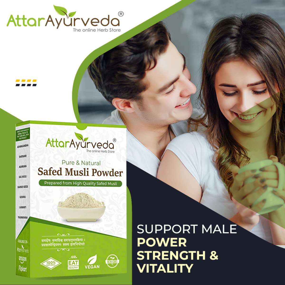 Attar Ayurveda Safed Musli Powder (100 grams) for Stamina and Energy