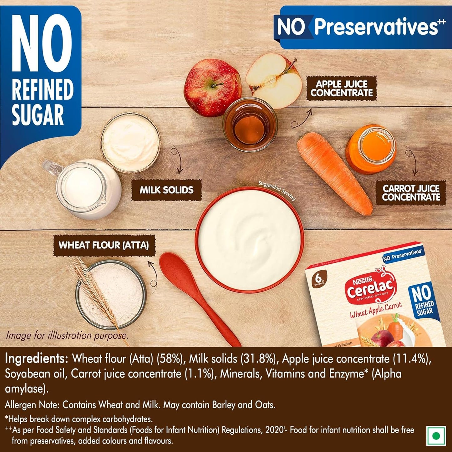 Nestle Cerelac Baby Food Cereal, Wheat Apple Carrot for 6 to 24 Months Baby, 300 gm