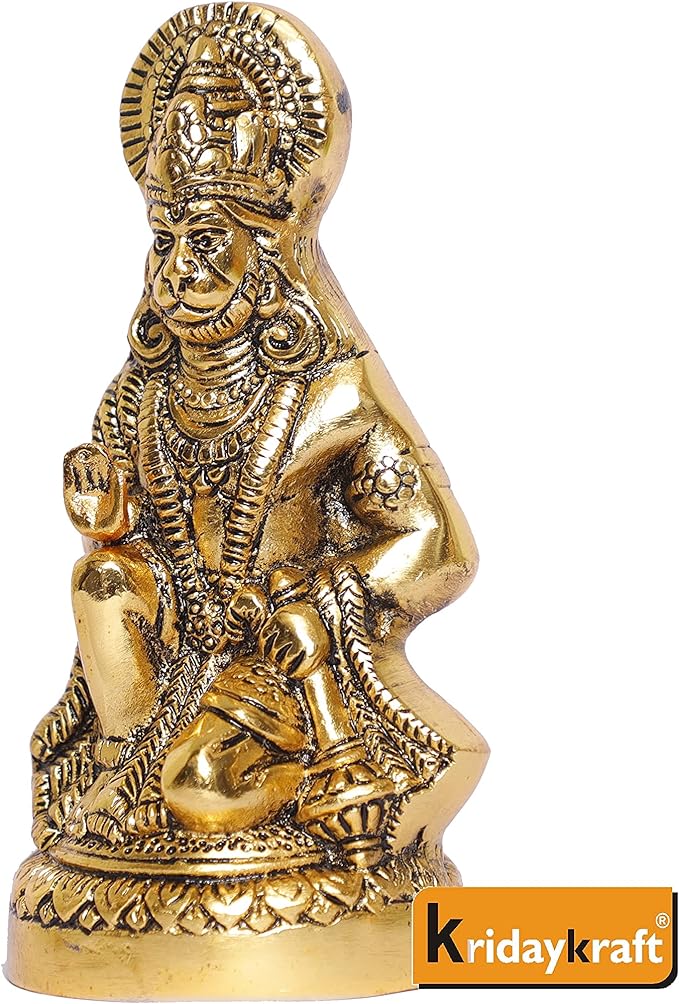 Prince Home Decor & Gifts Hanumanji Statue Sitting In Metal, Multicolour