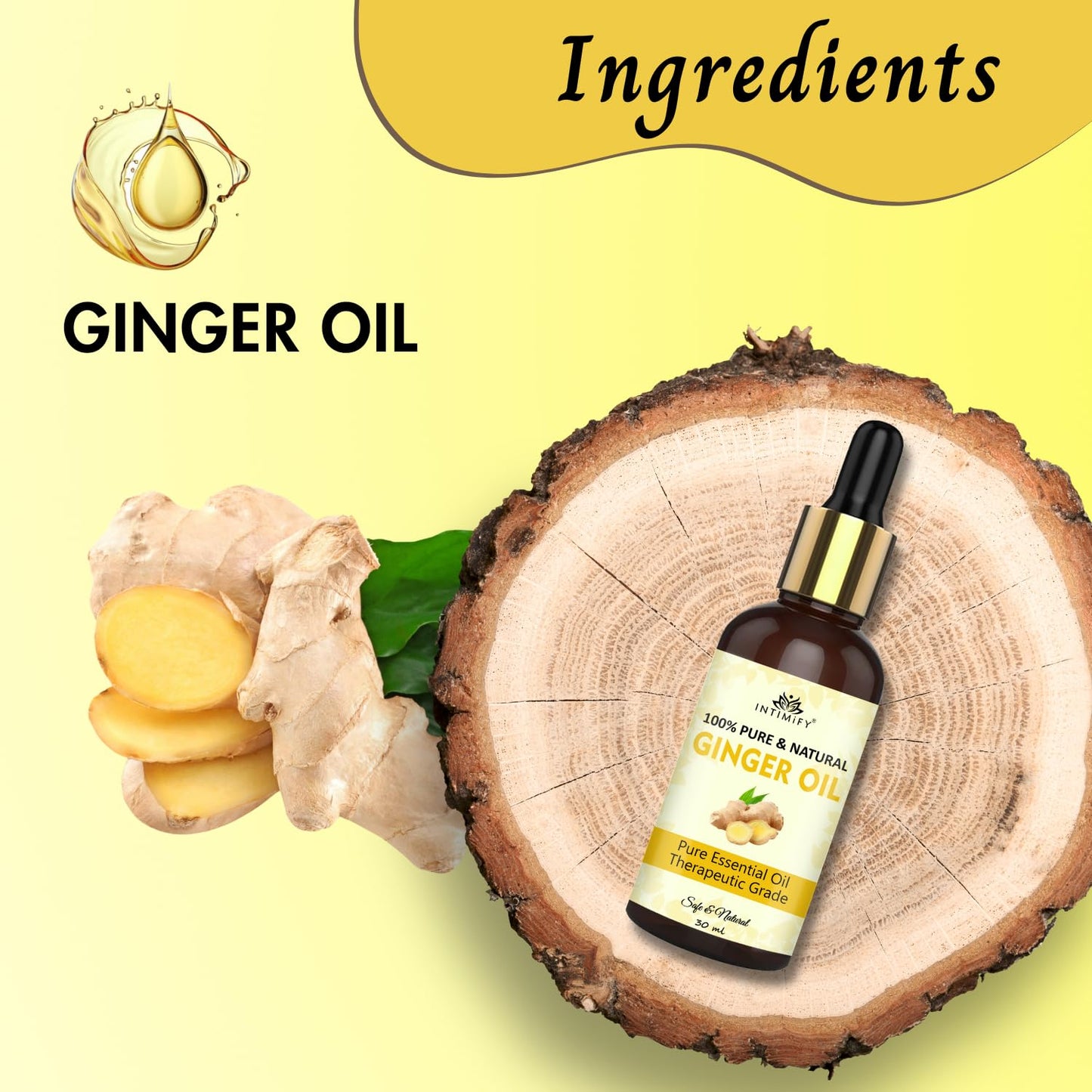 INTIMIFY Ginger Essential Oil For Massage & Hair Care, 30 ml Pack of 3