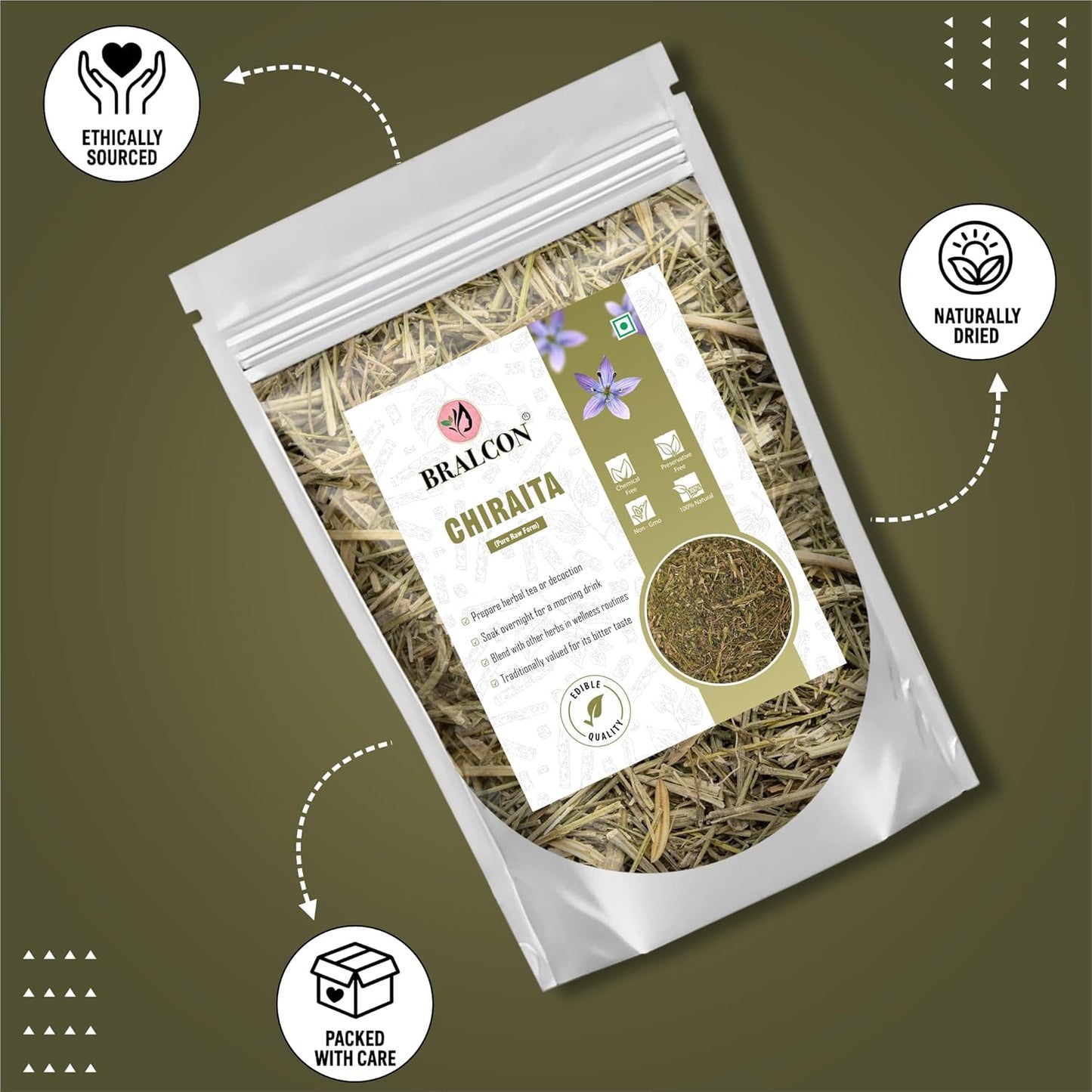 Bralcon Chirata, 100 gm, Fresh & Natural Chirayta