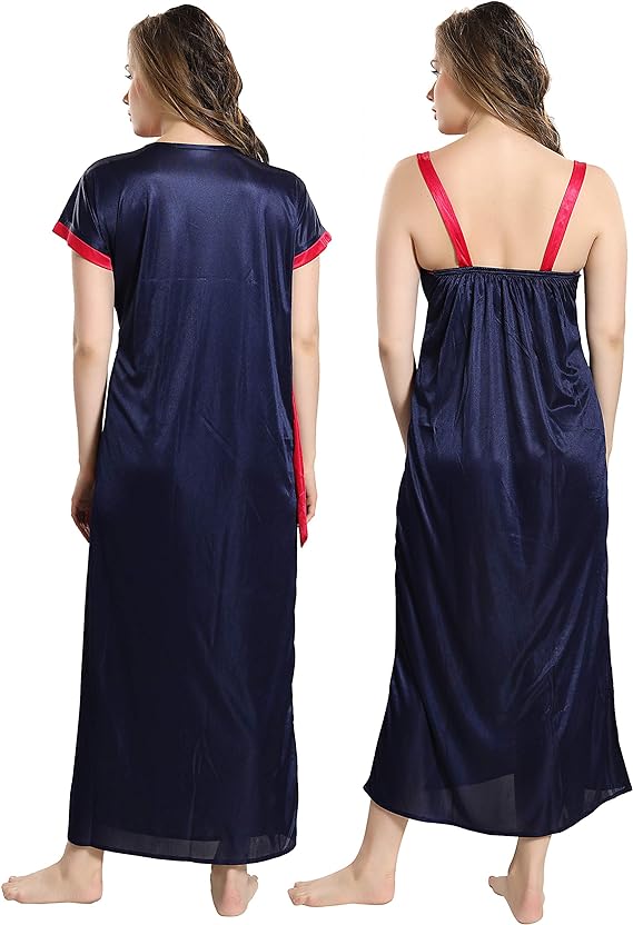 AV2 Women's Satin Solid Maxi Nighty