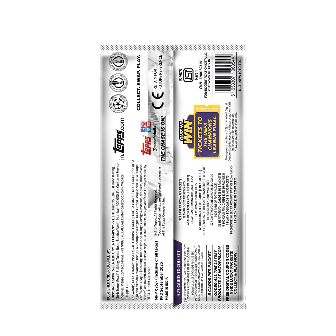 Topps UEFA Champions League Match Attax 23/24 Trading and Collectible Card Game(Flow Pack- Pack of 40)