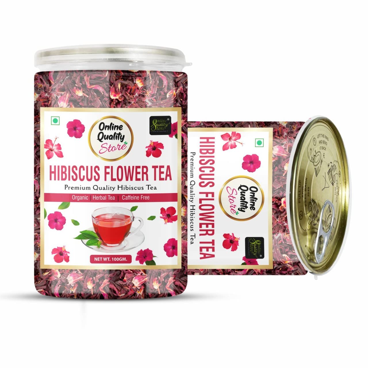 Online Quality Store Hibiscus Flower Tea, Whole Leaf, 100 gm