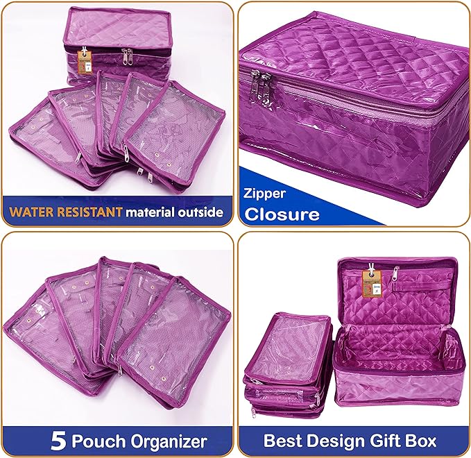 Atorakushon Women's Satin Makeup Pouches (Purple)