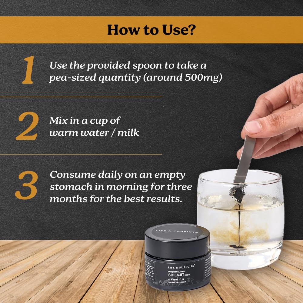 Life & Pursuits 100% Pure Real India Himalayan Shilajit Resin, 30 gm 500mg