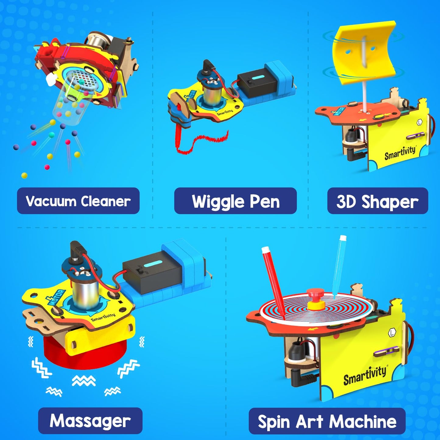 Smartivity 10-in-1 Motor-Powered Gadgets Kit for Kids Ages 6 to 12 Years Old | Build 10+ Cool Electronics Projects