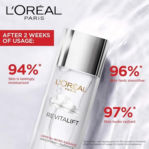 L'Oreal Paris Revitalift Crystal Micro-Essence, Ultra-lightweight Facial Essence, With Salicylic Acid, For Clear Skin, (pack of 2) 22ml+22ml