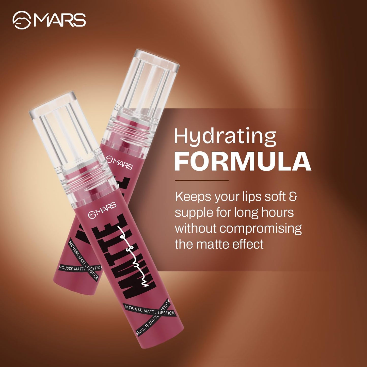 MARS Matte Muse Mousse Lipstick (3ml) (12-LOVE LADY) with Doe-Foot Applicator | Highly Pigmented | Smooth Texture | Hydrating Formula | Blurry Lips Effect