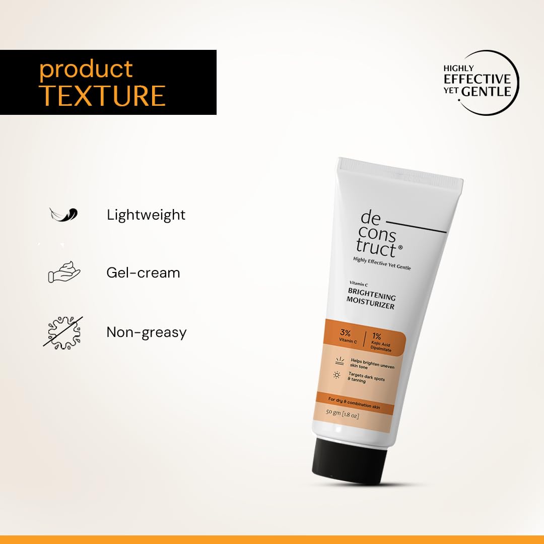 Deconstruct Vitamin C Brightening Face Moisturizer, 3% Vitamin C + 1% Kojic Acid + 5% Niacinamide, 50 gm