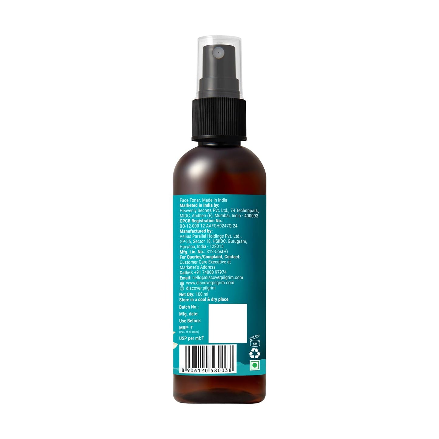 Pilgrim Korean Beauty White Lotus Refreshing Face Mist & Toner, 100 ml