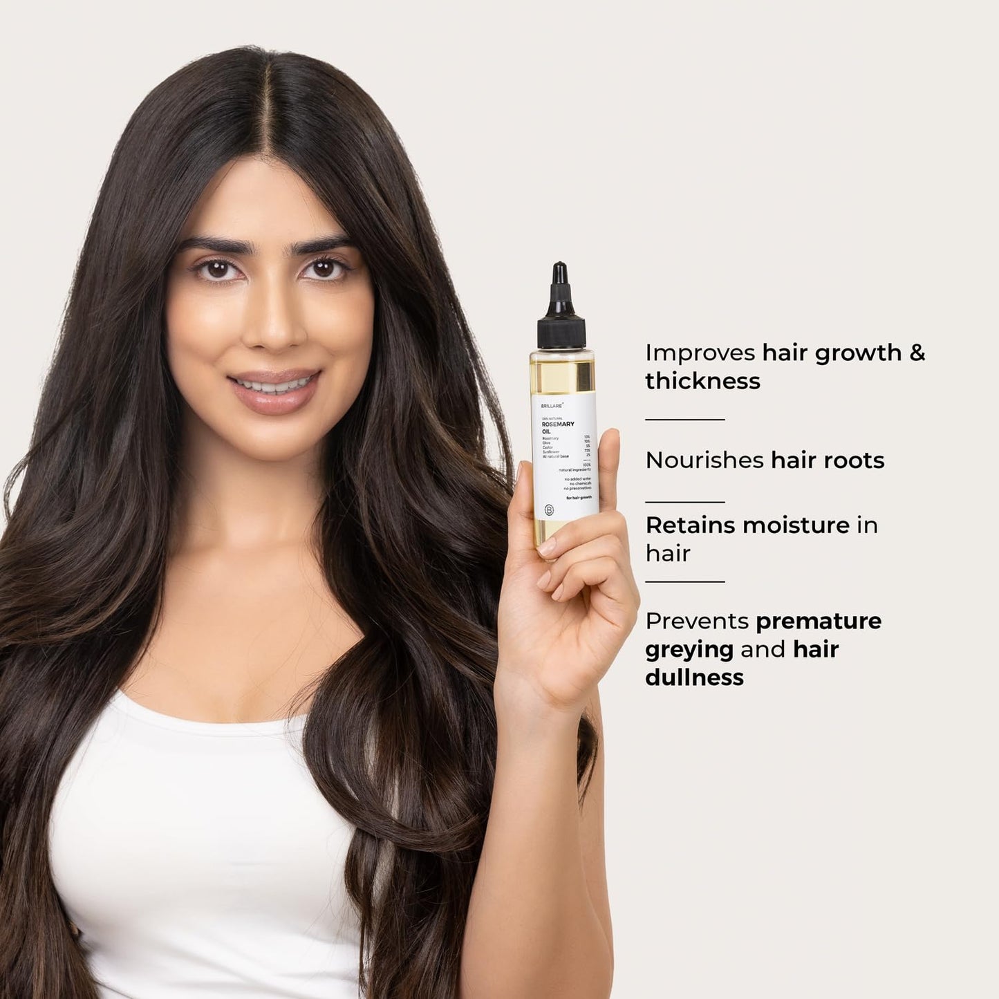 Brillare 10% Rosemary Hair Oil for Hair Growth with 10% Olive Oil & 5% Castor oil