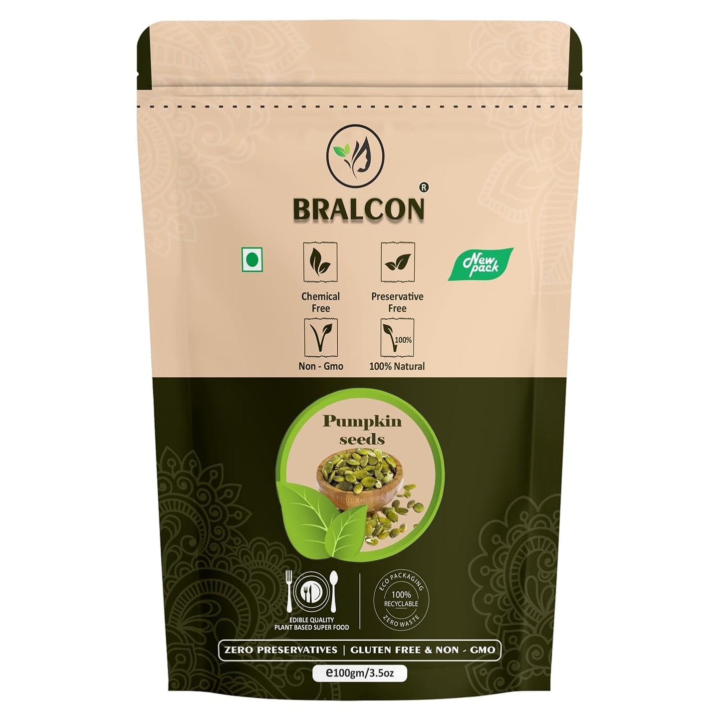 Bralcon Raw Seeds Combo Pack - 400 gm | (Flax Seeds- 200 gm, Chia Seeds-100 gm, Pumpkin Seeds- 100 gm)