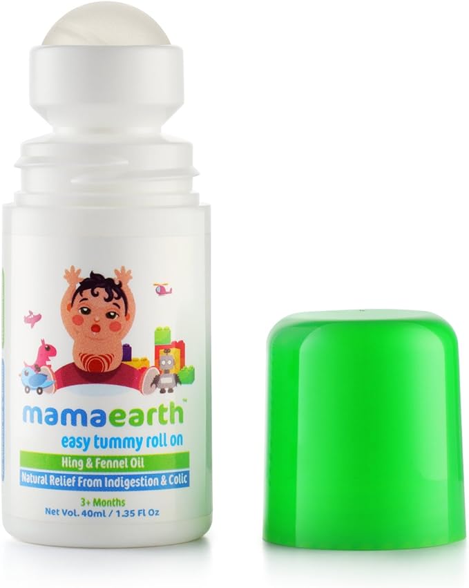 Mamaearth Easy Tummy Roll On for Colic & Gas Relief with Hing & Fennel Oil Contain Glycerin | Shea Butter | Aloe Vera | Almond Oil 40ml (For external use)