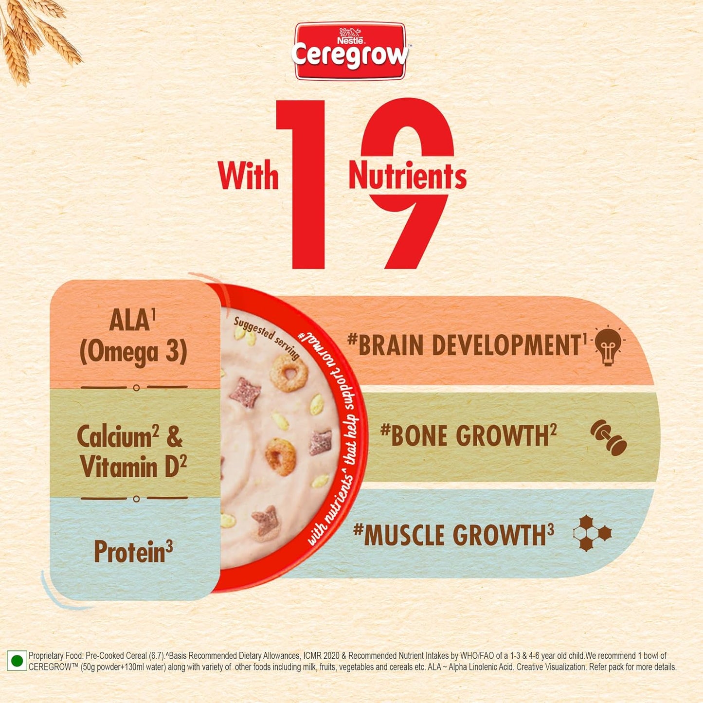 Nestle Ceregrow Multigrain Cereal with Milk & Fruits, Iron, Omega 3, Protein, Calcium, 19 Nutrients, 300 gm