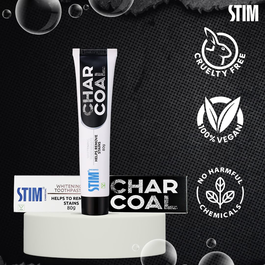 STIM Charcoal Toothpaste For Natural Whitening (80g) Pack of 3