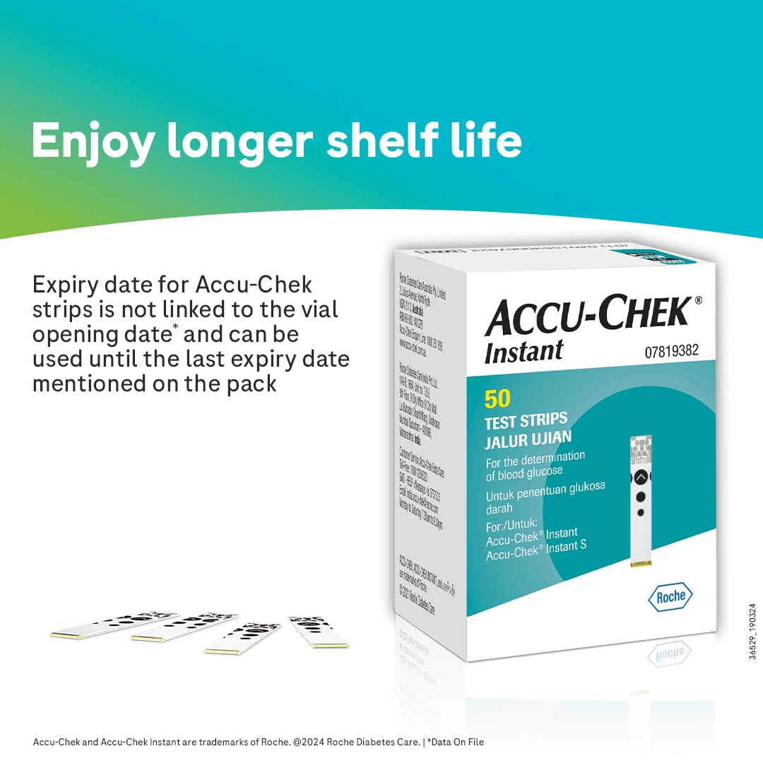 Accu-Chek Instant Blood Glucose Glucometer Kit with Vial of 10 Strips, 10 Lancets and a Lancing device FREE