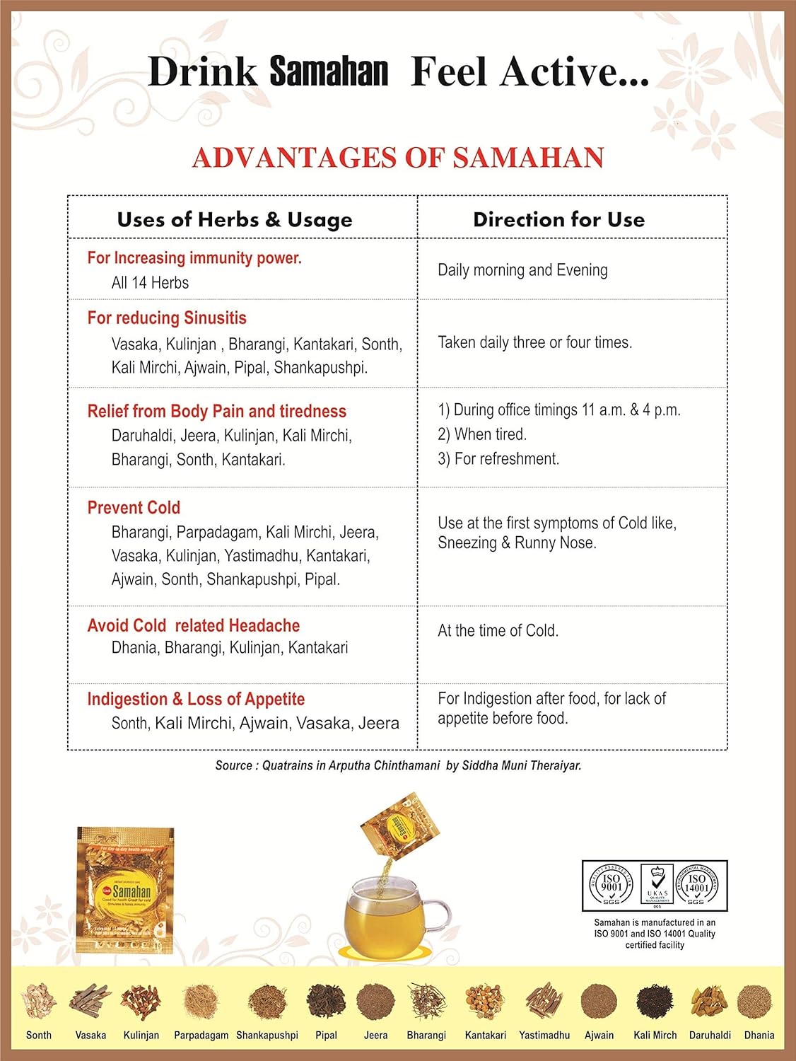 Samahan Instant Ayurvedic Care for Cold Cough Immunity (50 Sachets)