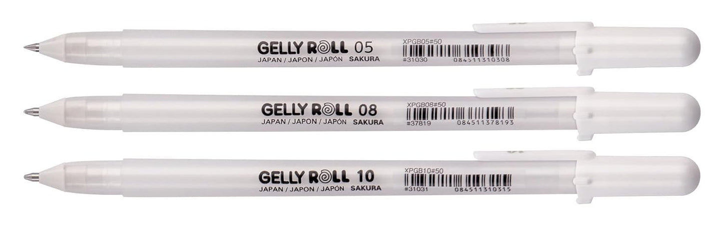 Sakura Royal Talens Gelly Roll Pen, White, Assorted Sizes, Fine/Medium/Bold -3 Pen Set, Pack of 2