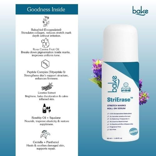 Bake StriErase Stretch Marks Removal Roll On Serum, 50 ml