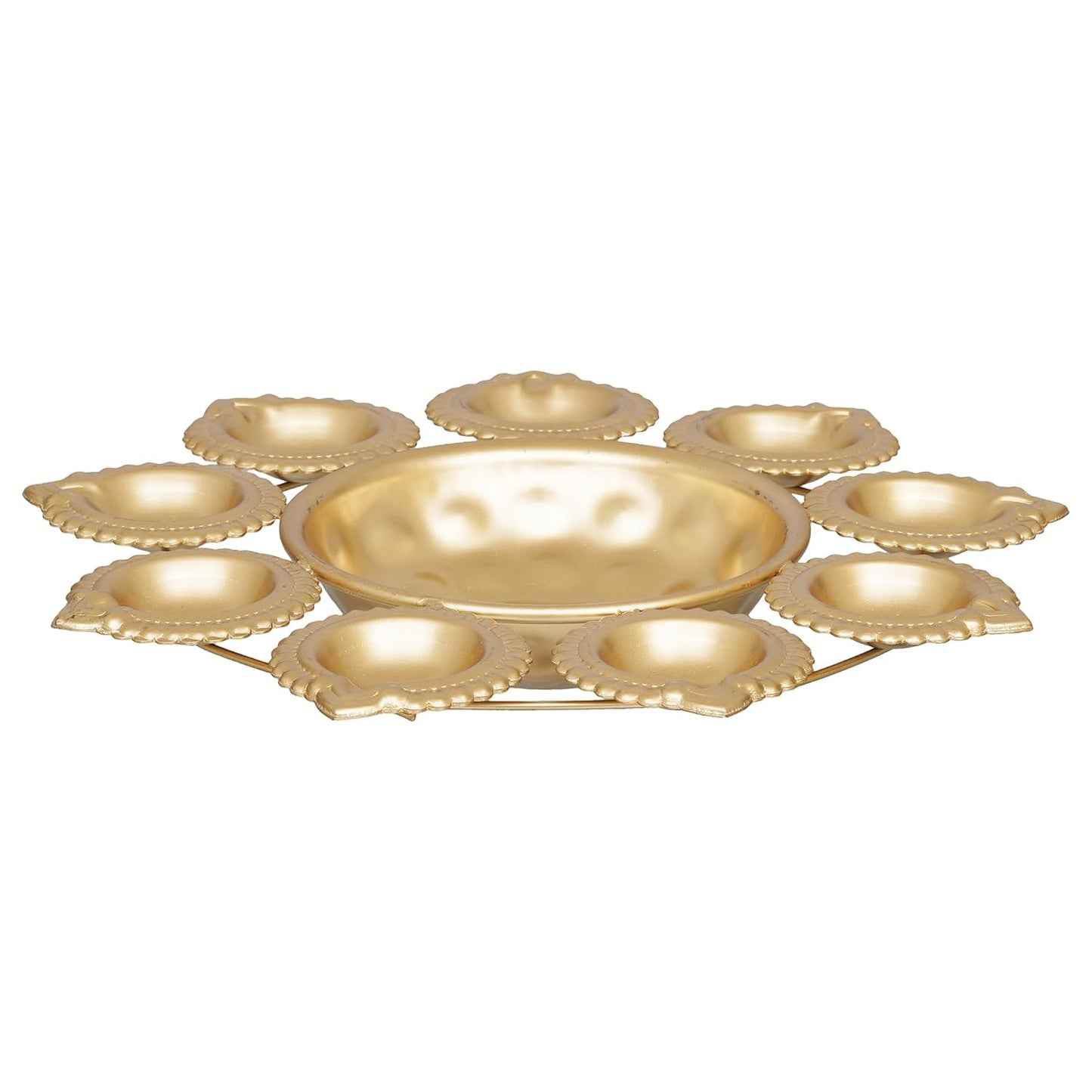 Webelkart Diya Shape Flower Decorative Urli Bowl for Home Decor Bowl for Floating Flowers and Tea Light Candles Home,Office and Table Decor| Diwali Decoration Items (Gold Polish)
