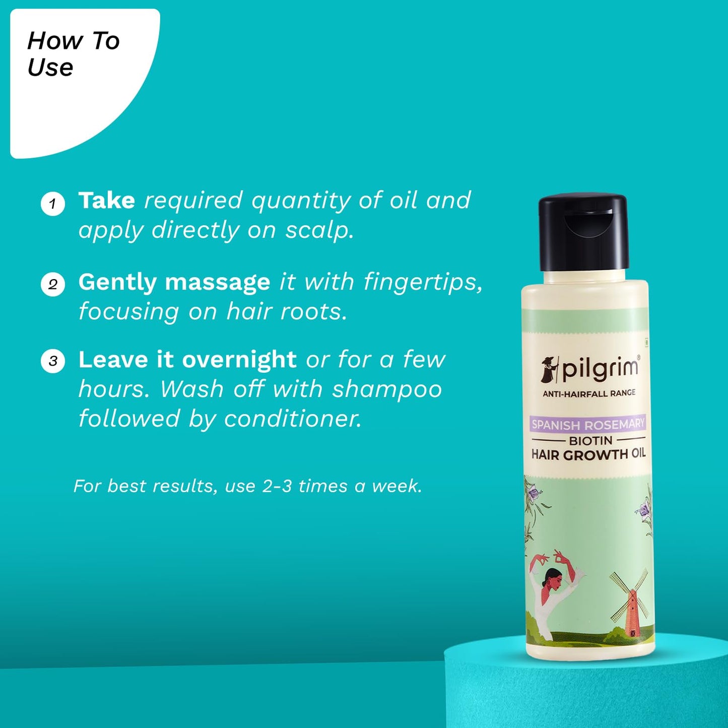 Pilgrim Spanish Rosemary & Biotin HairGrowth Oil to Control Hair Fall & Strengthens Hair 100ml | Rosemary essential oil for hairgrowth