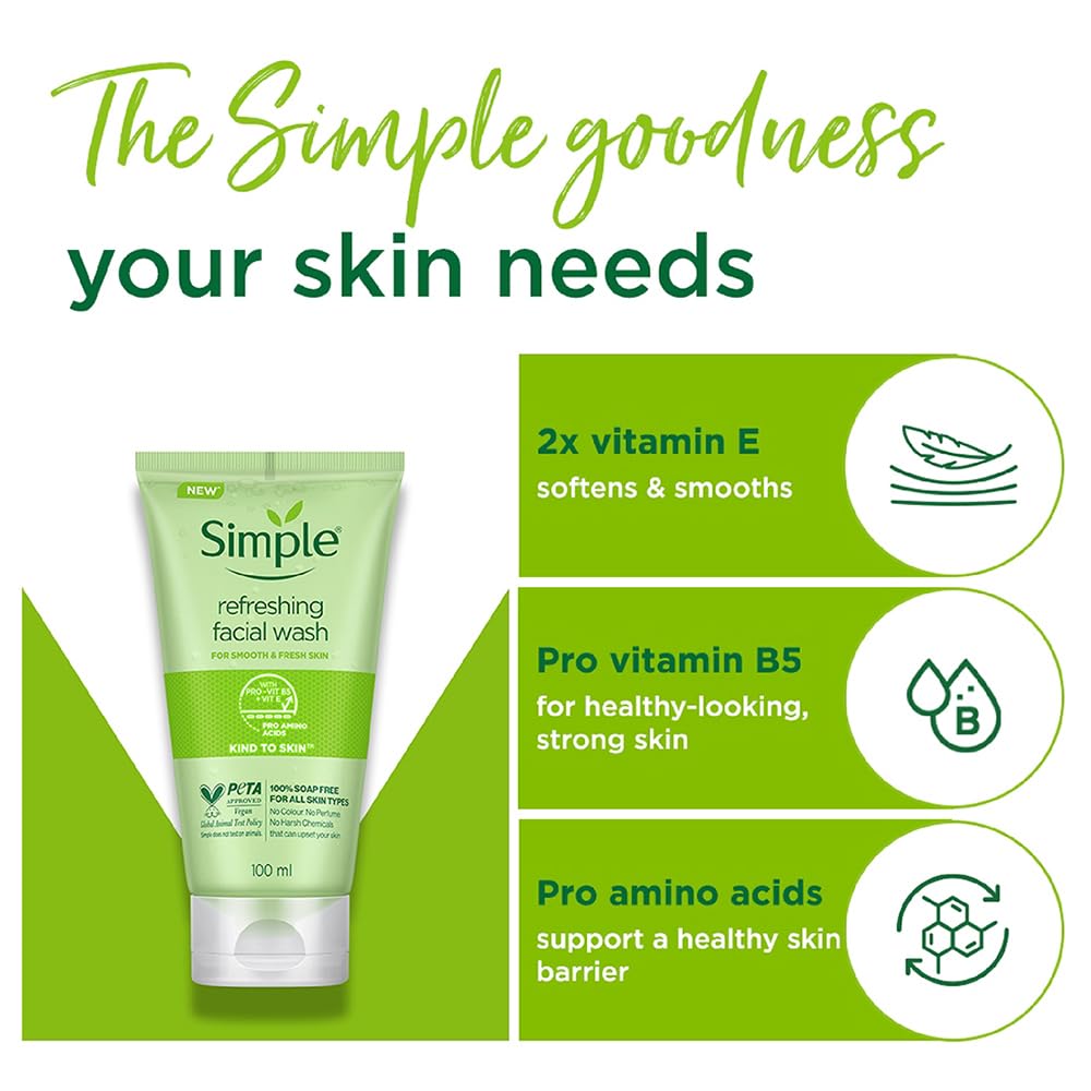 Simple Kind To Skin Refreshing Facial Wash, 100 ml