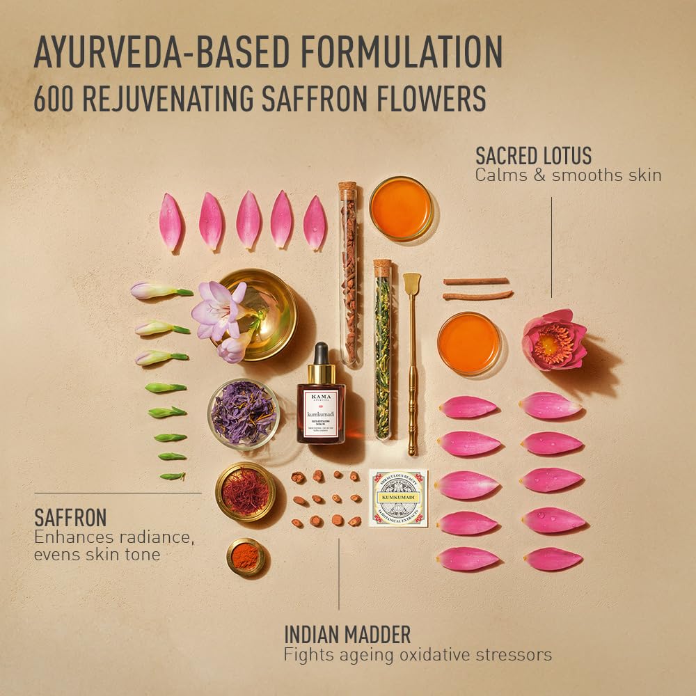 Kama Ayurveda Kumkumadi Youth-Revistalising Facial Oil | Rich in Vitamin A & C, 15 ml